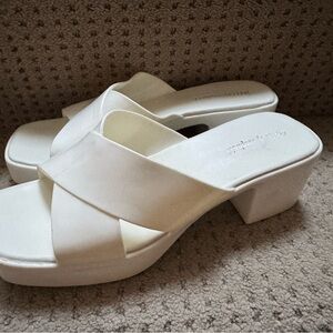 Jeffrey Campbell Slide Sandals White Block Heel Women's Slip On US 10 EU 41